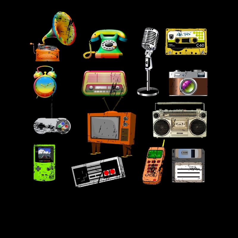 Retro 80s vinyl record cassette recorder