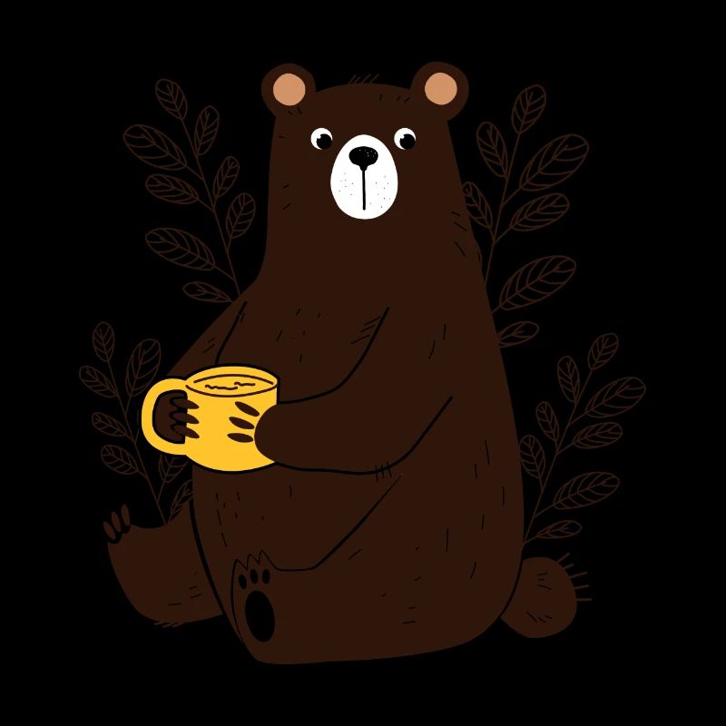 Süßer lustiger Bär mit Tee Kaffee Tasse Cartoon