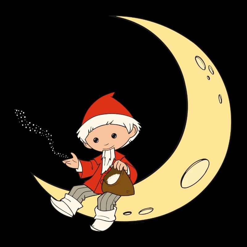 Sandmännchen sitzt auf einem Mond