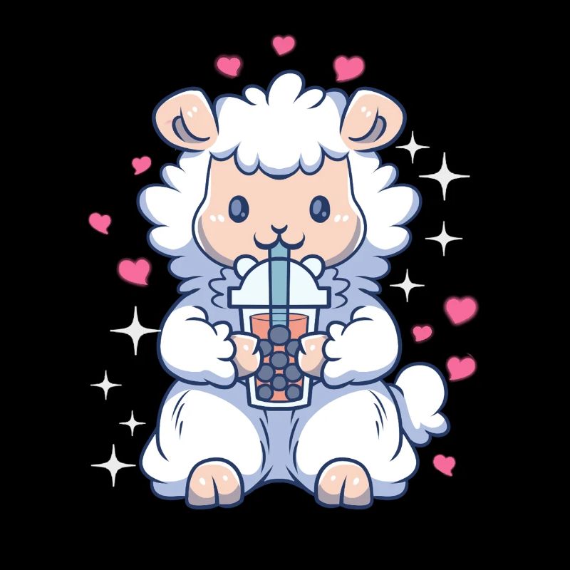 Kawaii Alpaka Baby Schaf Boba Bubble Tea Mädchen Anim