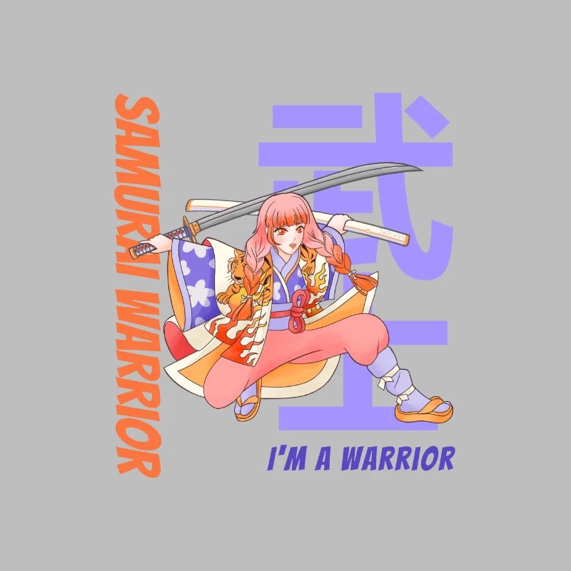 Samurai Warrior. Samurai Girl. Black Version.