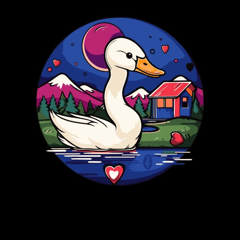Schwimmen am See: Ein Cartoon Schwan Vogel