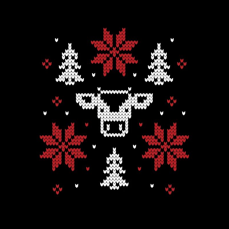 Cerf festif & flocons de neige pull de Noël moche
