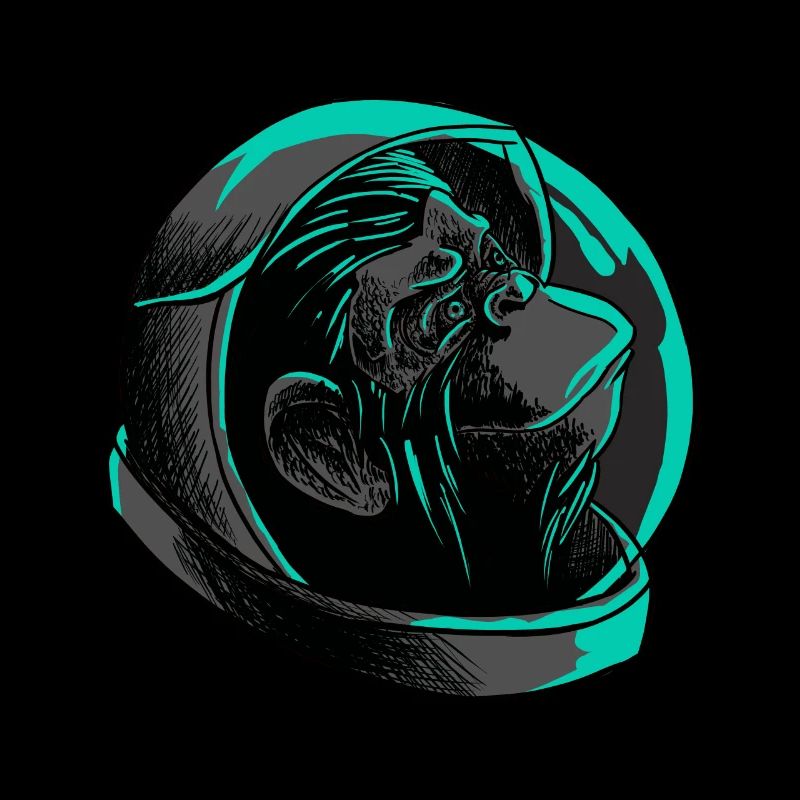 Cool Astronaut Monkey Head T-Shirt - Funny Ape