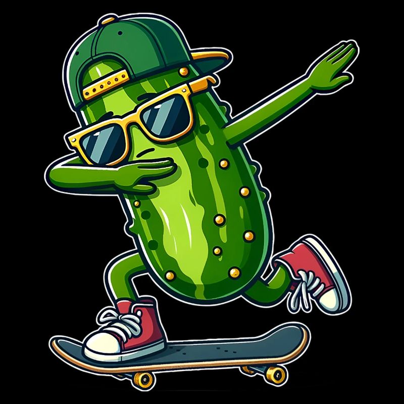 Dabbing Pickle patineur Concombre skateboard drôle