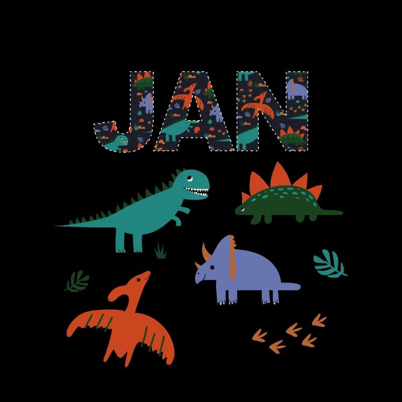 JAN - Beautiful boy name with dinosaur