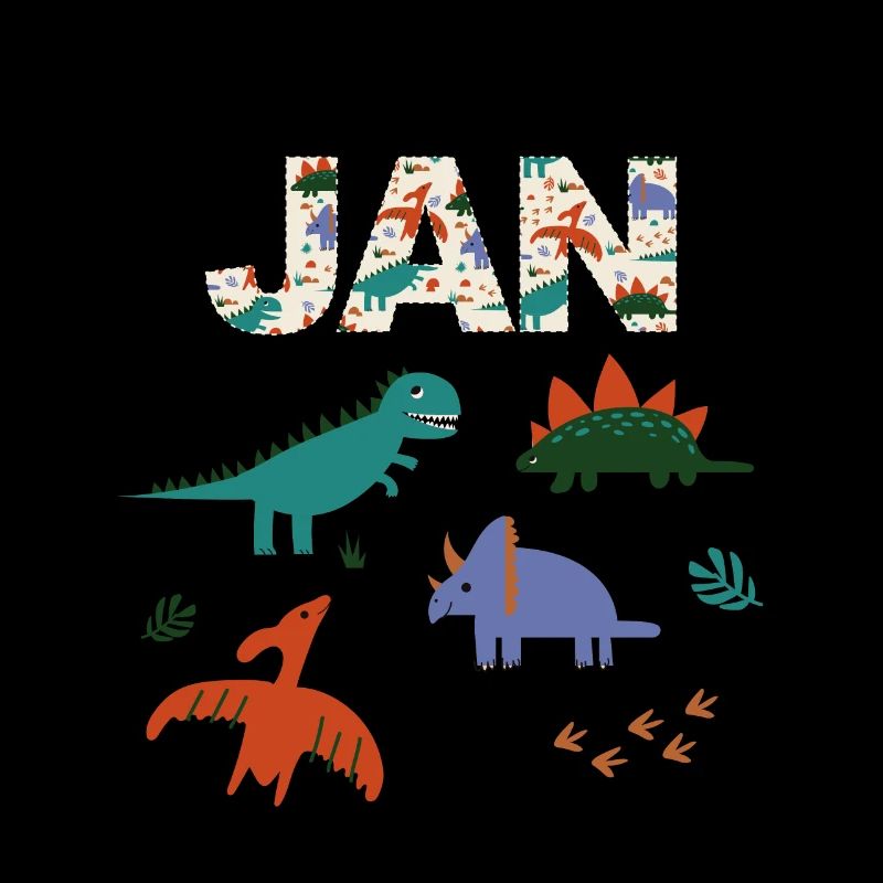 JAN - Beautiful boy name with dinosaur