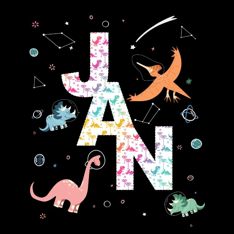 JAN - Beautiful boy name with dinosaur