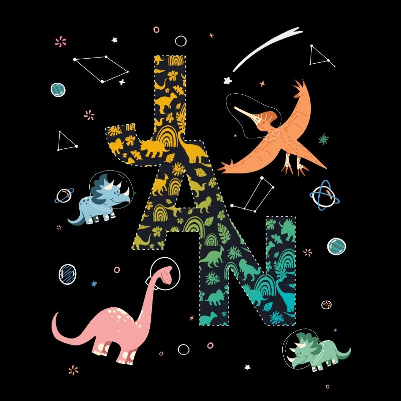 JAN - Beautiful boy name with dinosaur