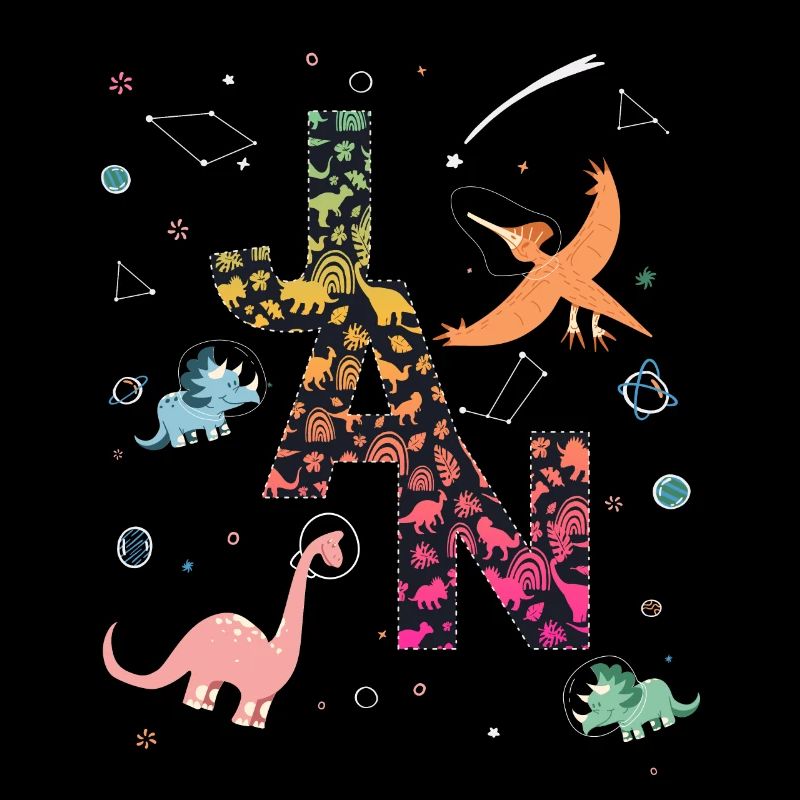 JAN - Beautiful boy name with dinosaur