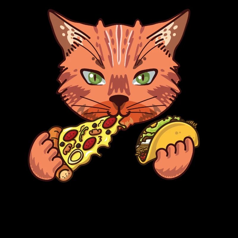 Pizzeria Chat Mangeant Des Tacos Et Des Pizzas