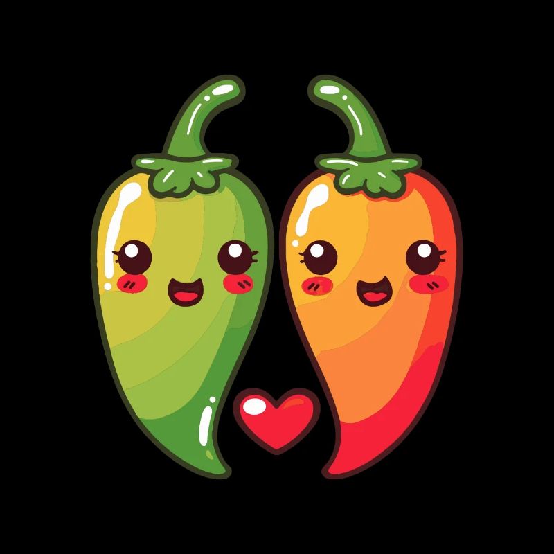 Chilli Paar Liebe Herz Comic