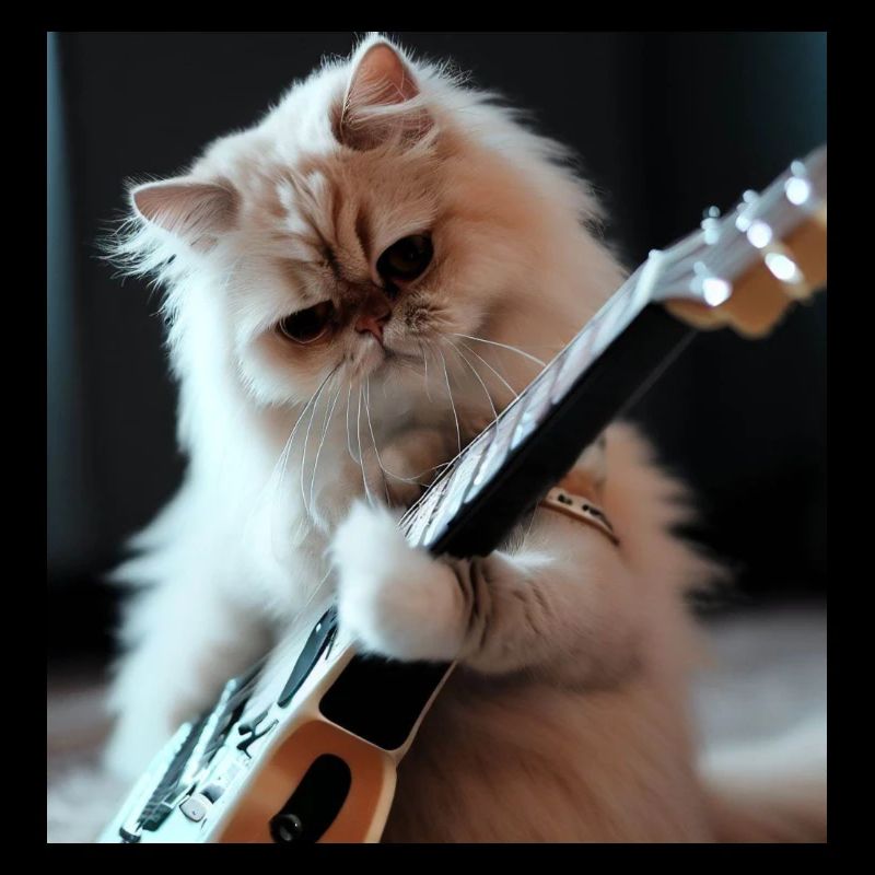 Perserkatze Negan mit E-Gitarre
