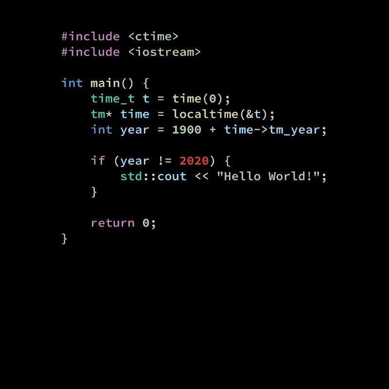 Hello World 2020 en langage de programmation C ++, code