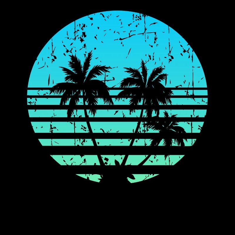 Palm Trees Retro Sun
