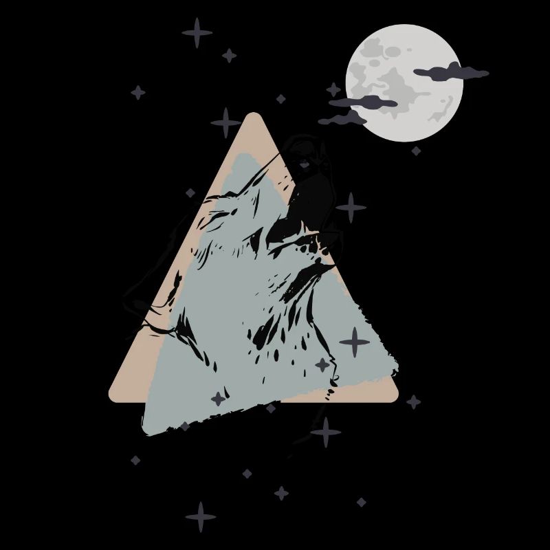 Loup à la lune