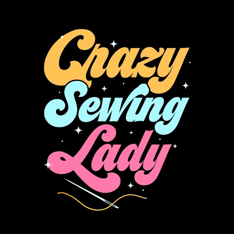 Crazy Sewing Lady Crafting Sewing Machine