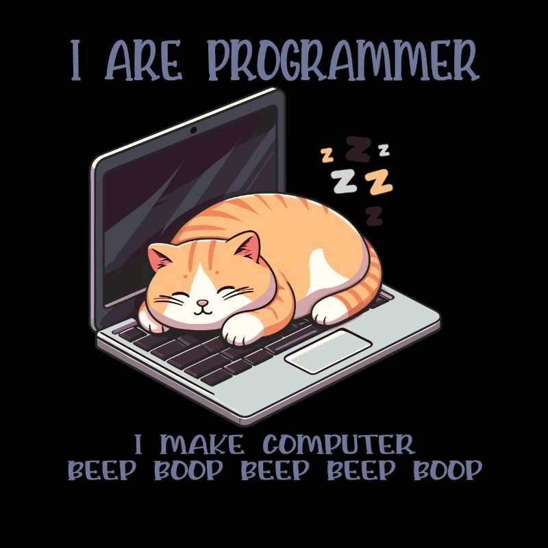 I are programmer, fat sleeping cat