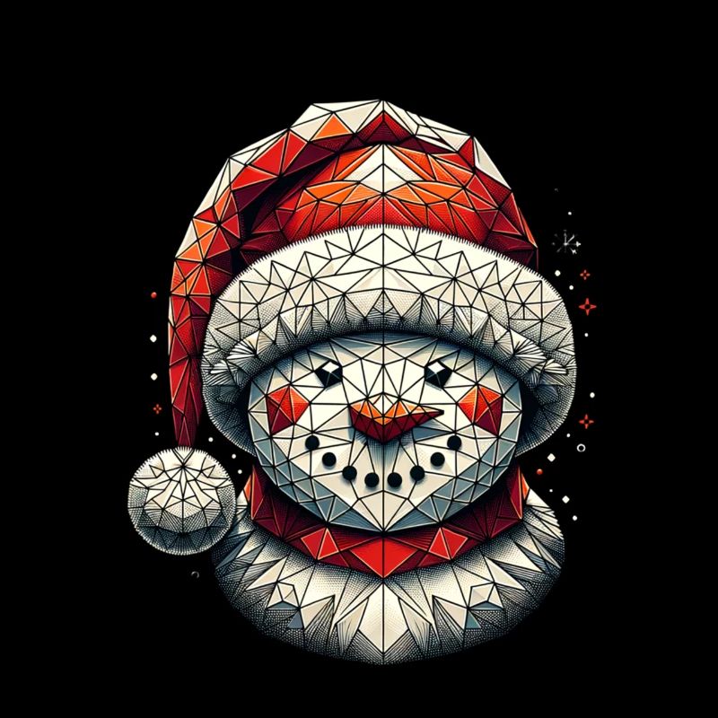 Polygon Art Snowman Santa Hat Original