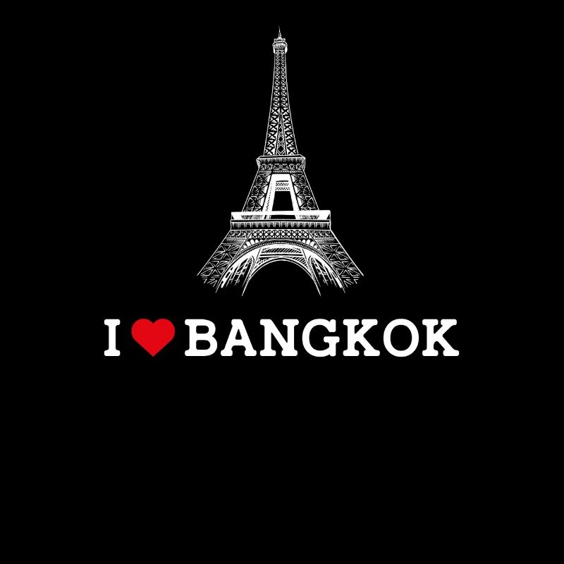 J’aime Bangkok Cool Heart Drapeau Tour Eiffel Jeu de mots