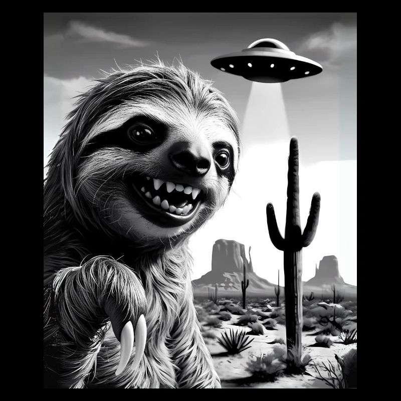 Faultier macht ein Selfie mit einem UFO | Wüste