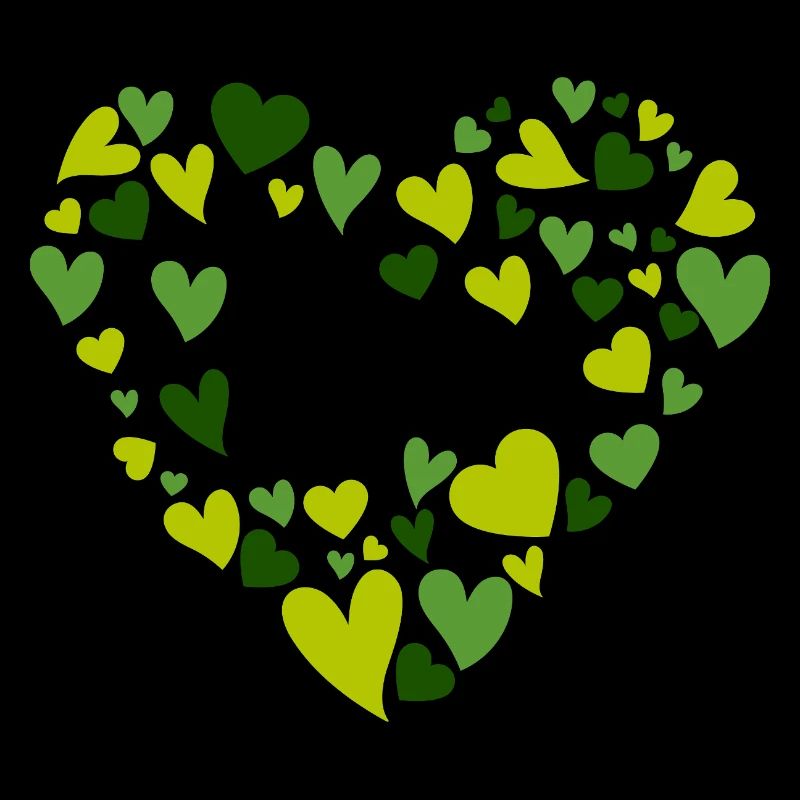 Conception du nom Ava avec des cœurs verts en forme de cœur