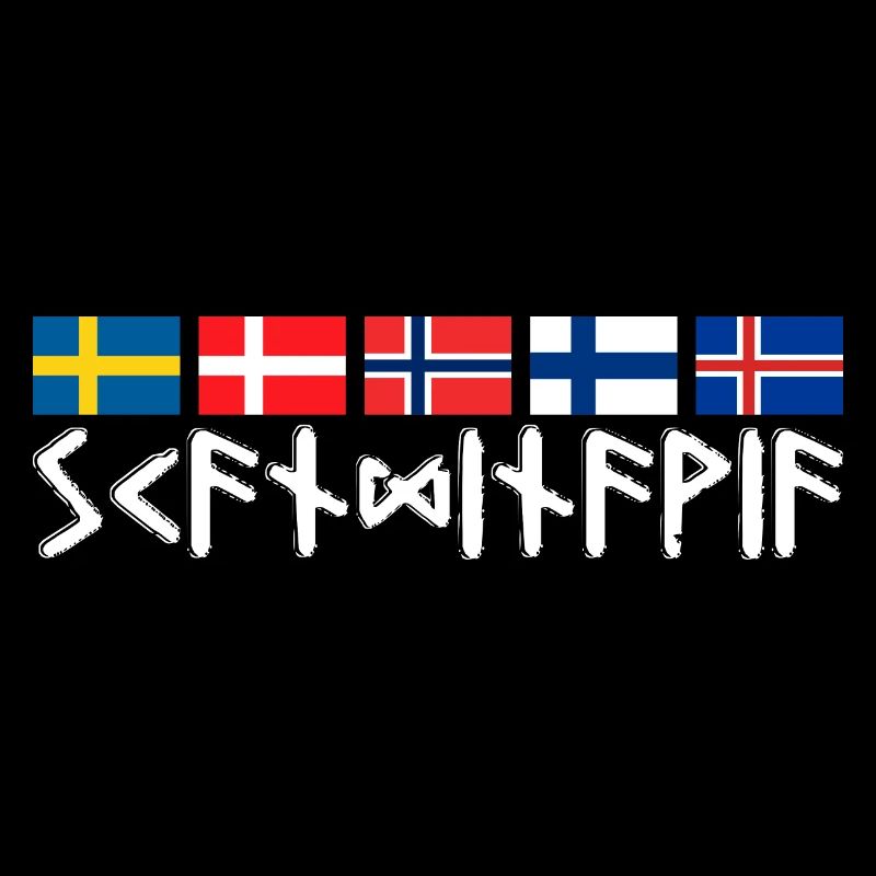 SCANDINAVIA - runic writing flags Scandinavia