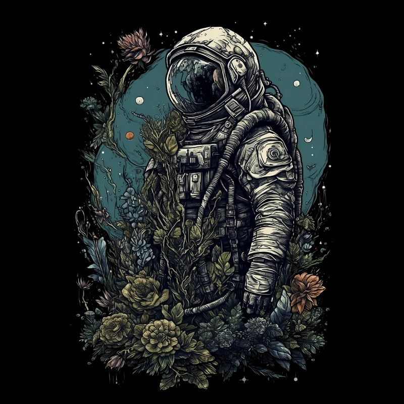 Astronaut overgrown with plants - Surreal