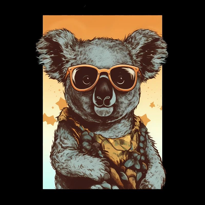 Koala cool avec lunettes de soleil et chemise hawaïenne