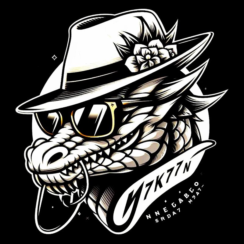 Crocodile vintage avec Fedora et abat-jour