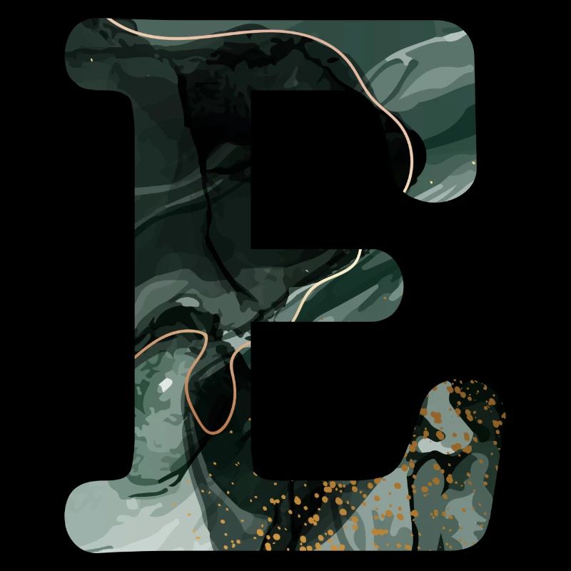 Green Marbled Letter E
