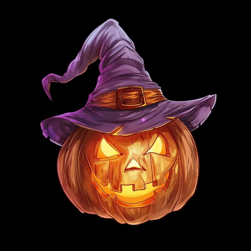 Eerie jack-o'-lantern with witch hat