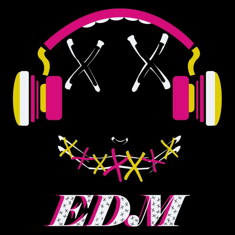EDM Music, buntes Gesicht mit Kopfhörer