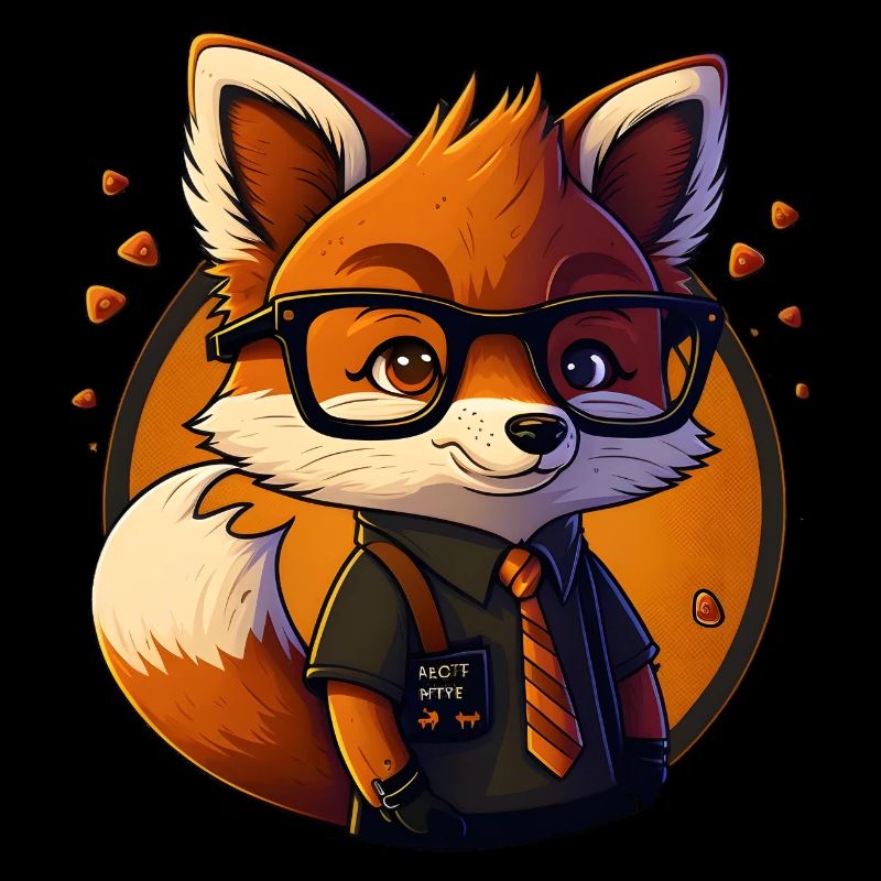 Mignon mignon Mignon Cartoon Fox avec des lunettes