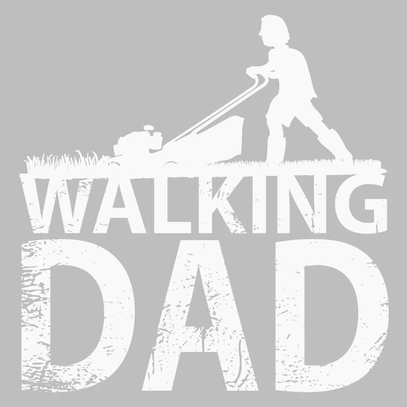Walking dad cutting grass
