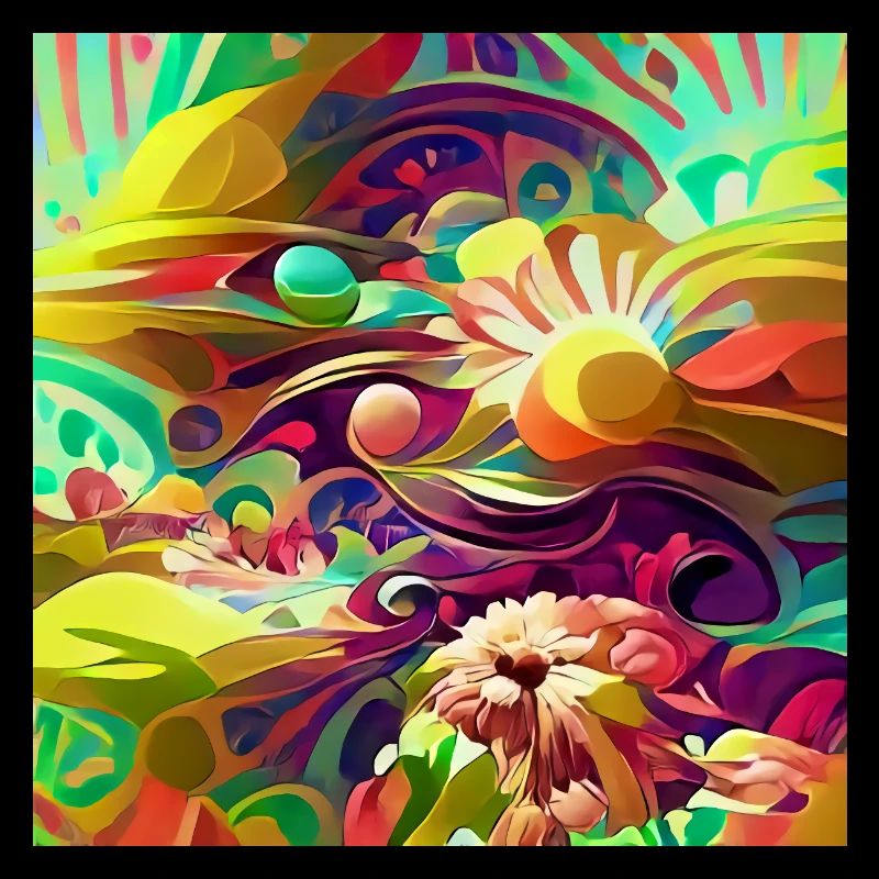 Fleurs et formes psychédéliques rétro lumineuses