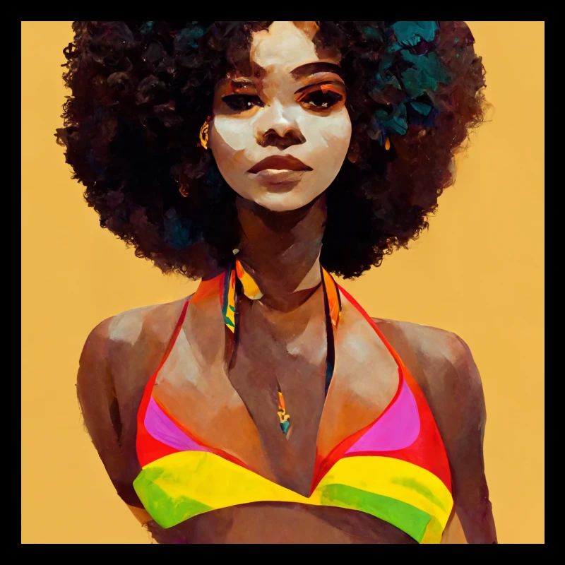 Afro -Mädchen Im Bikinimalerei