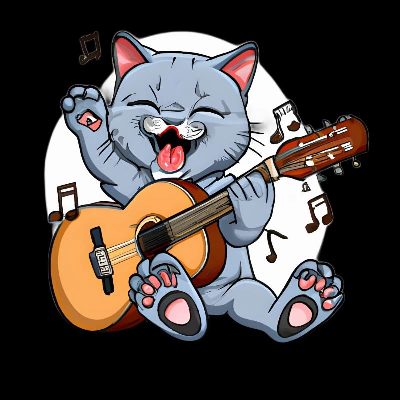 Cute cat plays guitar