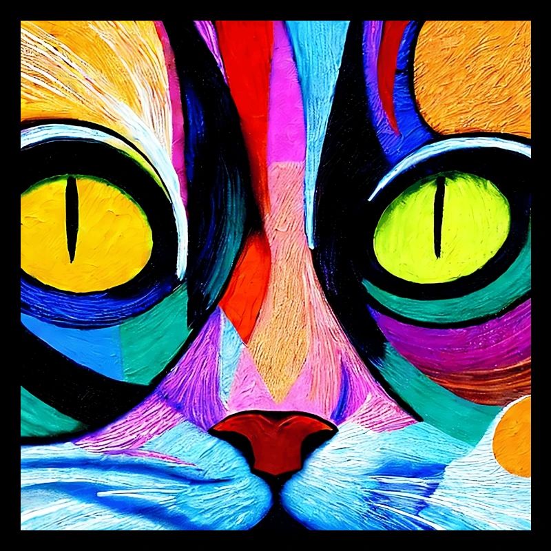 Chat coloré en gros plan, abstrait