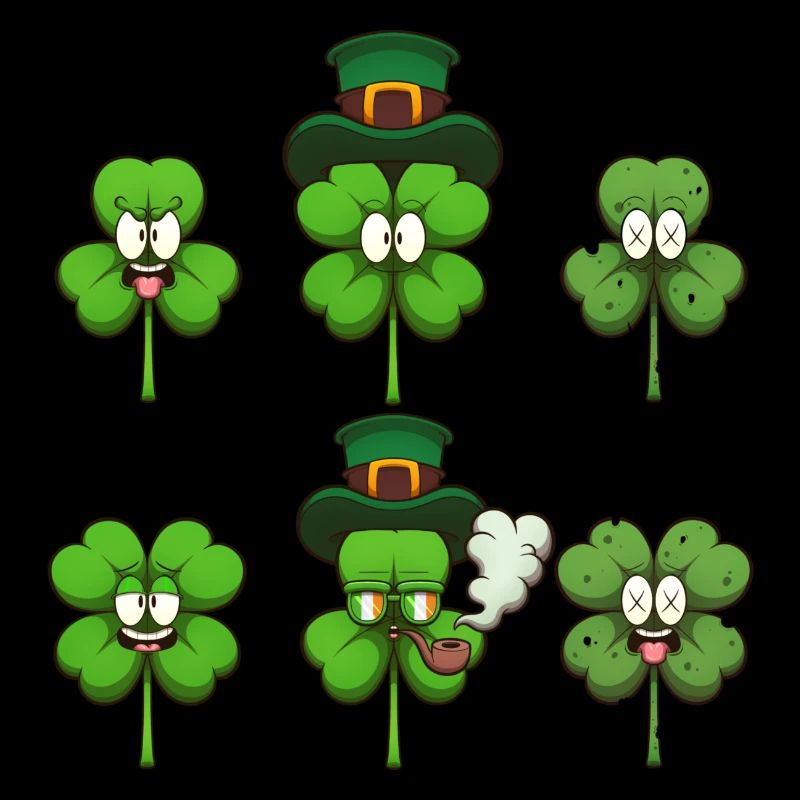 Cute Four-Leaf Clovers Characters