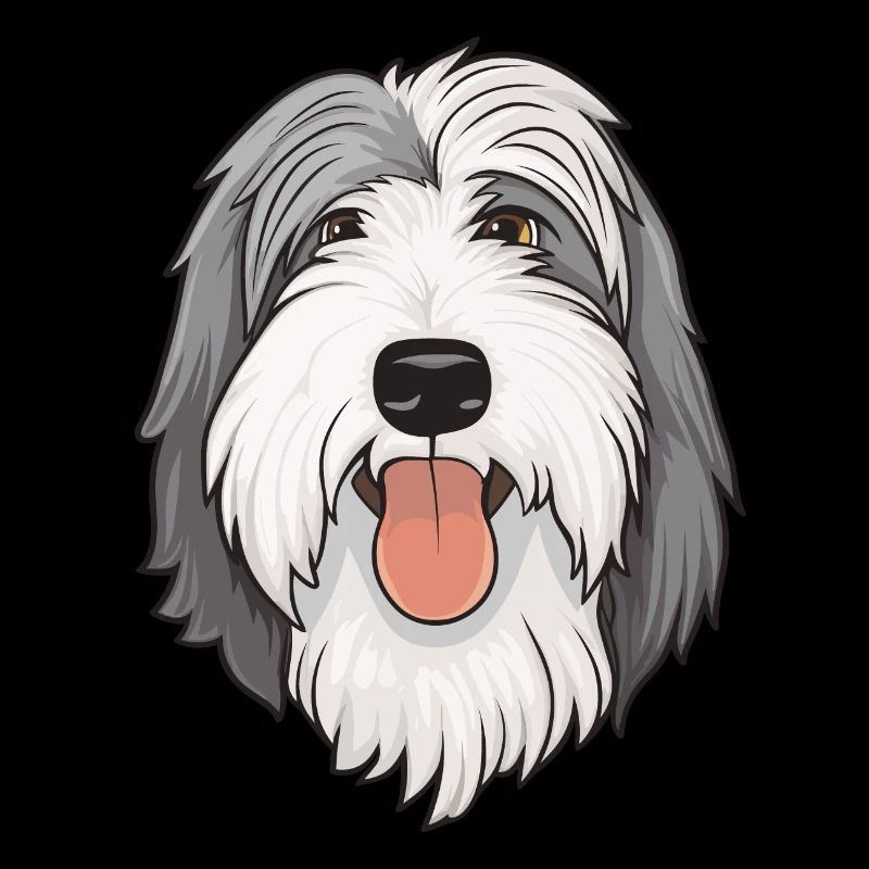Bearded Collie Head Comic Cartoon Dog