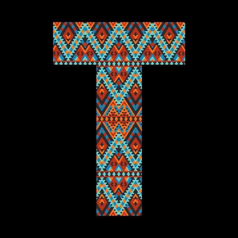 Buchstabe T-Boho-Design, buntes Monogramm