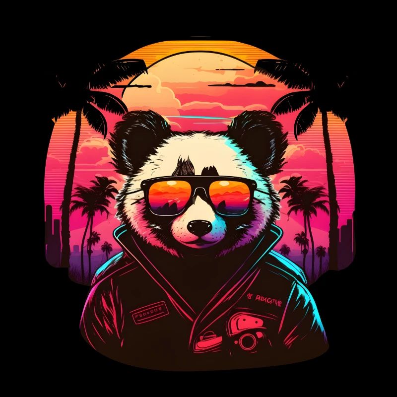 Synthwave Panda Sunset