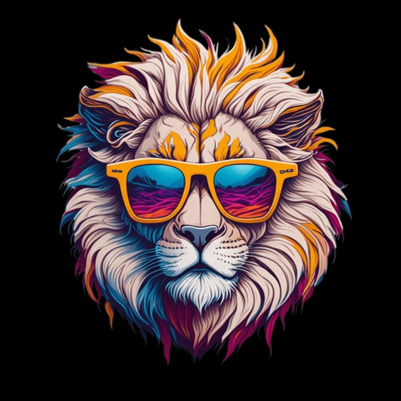 Bunter Löwe mit Vintage-Sonnenbrille