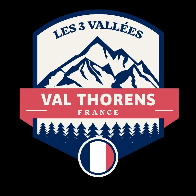 Val Thorens Drapeau Français Rétro Montagnes