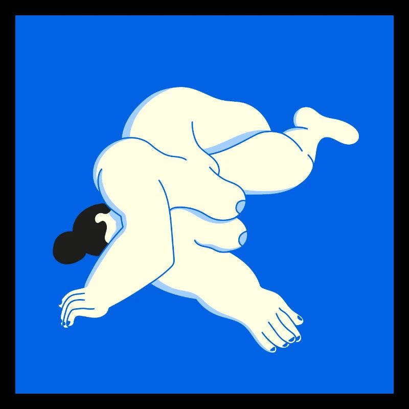 Frauenkörper auf blau