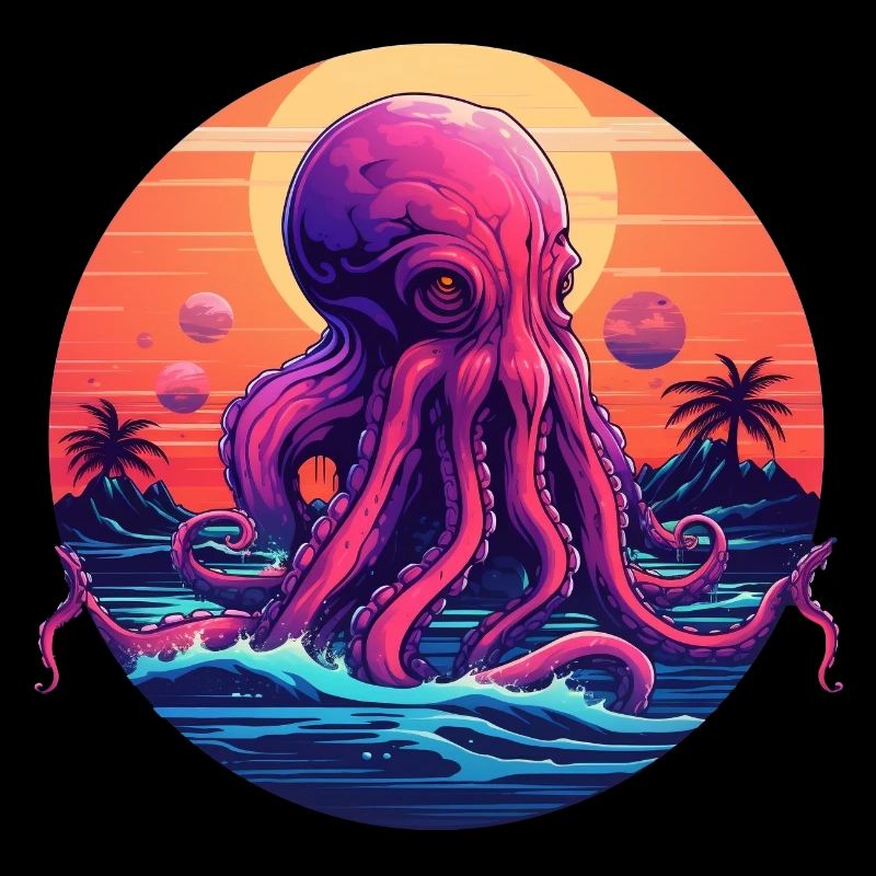 Octopus 80s synthwave 1 without stroke