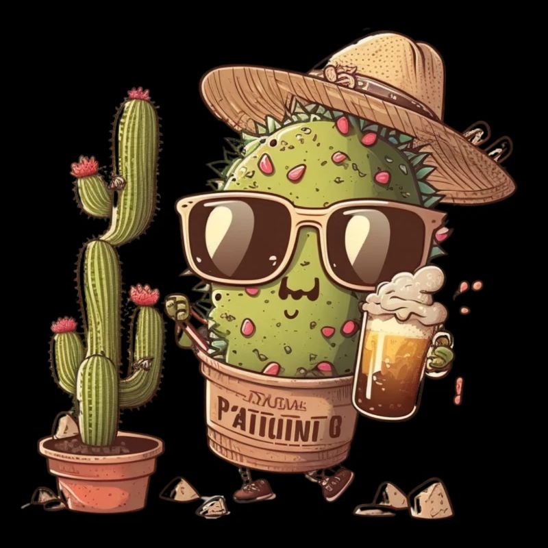 Lustiger Biertrinker: Der Kaktus mit Sombrero