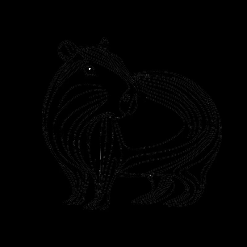 Conception de ligne Capybara Dessin au trait noir et blanc