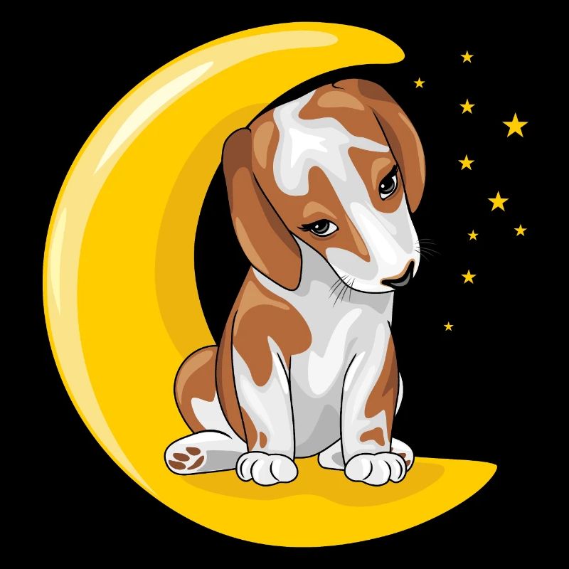 Mignon beagle reposant sur la lune